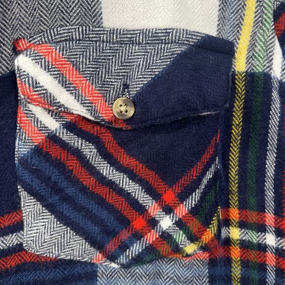 Thread & Supply LARGE Flannel shirt Button Up Blue Red Collared roll tab sleeve - Picture 9 of 14